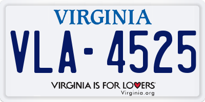 VA license plate VLA4525