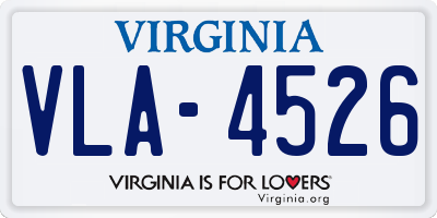 VA license plate VLA4526