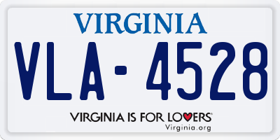 VA license plate VLA4528