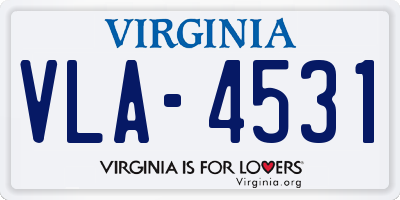 VA license plate VLA4531