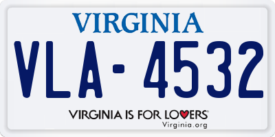 VA license plate VLA4532