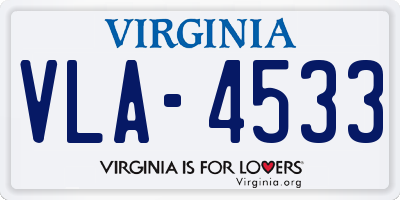 VA license plate VLA4533