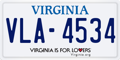 VA license plate VLA4534