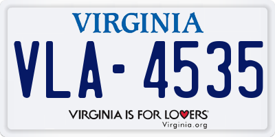 VA license plate VLA4535