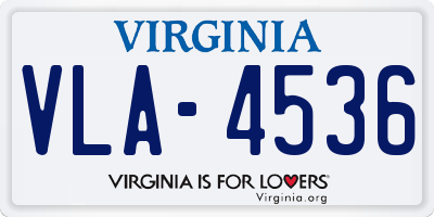 VA license plate VLA4536