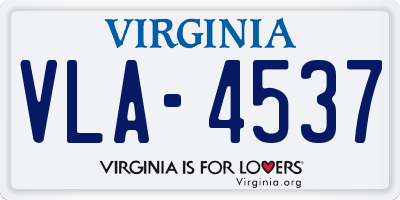 VA license plate VLA4537