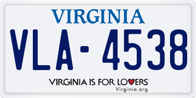 VA license plate VLA4538