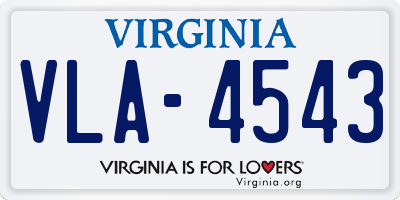 VA license plate VLA4543