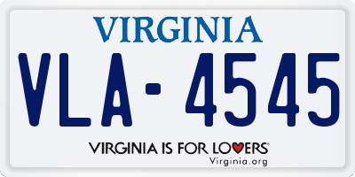 VA license plate VLA4545