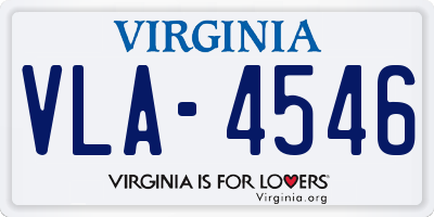 VA license plate VLA4546