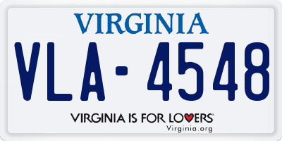 VA license plate VLA4548