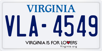 VA license plate VLA4549