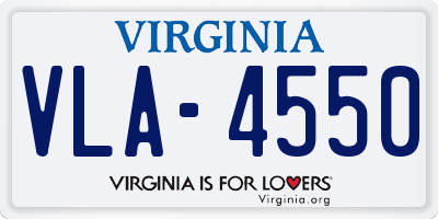 VA license plate VLA4550