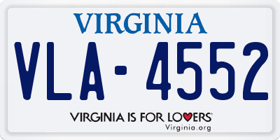 VA license plate VLA4552