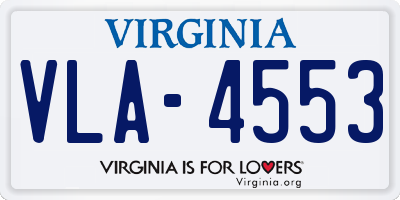 VA license plate VLA4553