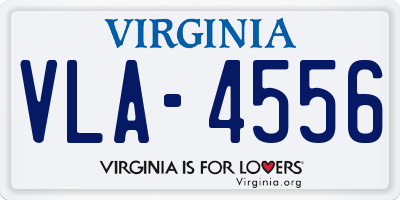 VA license plate VLA4556