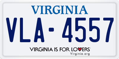 VA license plate VLA4557