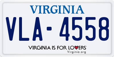 VA license plate VLA4558