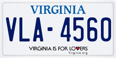 VA license plate VLA4560