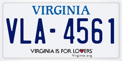 VA license plate VLA4561