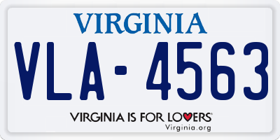 VA license plate VLA4563