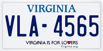 VA license plate VLA4565