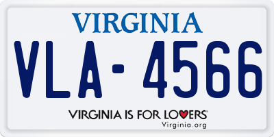 VA license plate VLA4566