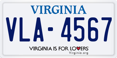 VA license plate VLA4567