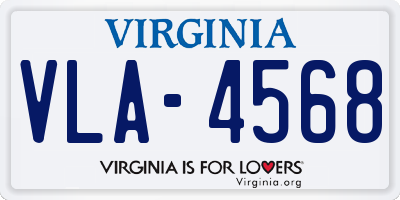 VA license plate VLA4568