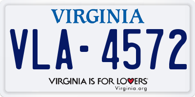 VA license plate VLA4572