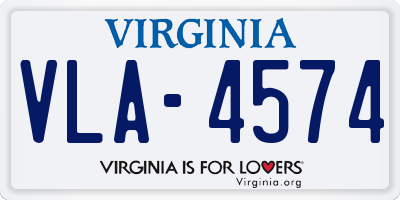 VA license plate VLA4574