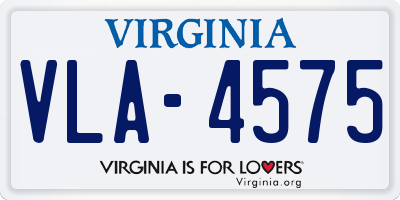 VA license plate VLA4575