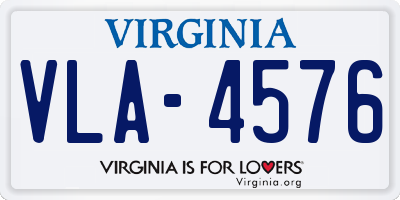 VA license plate VLA4576