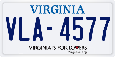 VA license plate VLA4577
