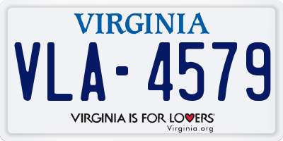 VA license plate VLA4579