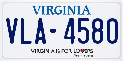 VA license plate VLA4580