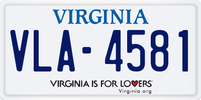 VA license plate VLA4581