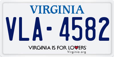 VA license plate VLA4582