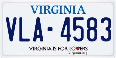VA license plate VLA4583