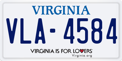VA license plate VLA4584