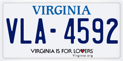 VA license plate VLA4592
