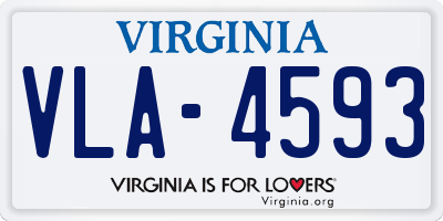 VA license plate VLA4593