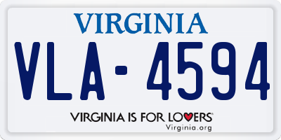 VA license plate VLA4594