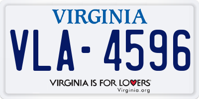 VA license plate VLA4596