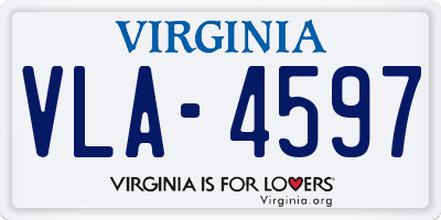 VA license plate VLA4597