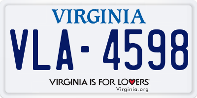 VA license plate VLA4598