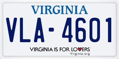 VA license plate VLA4601