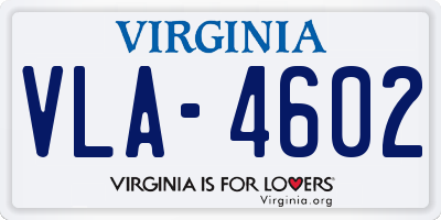 VA license plate VLA4602