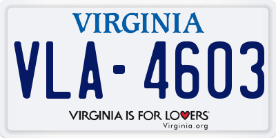 VA license plate VLA4603