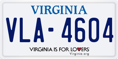 VA license plate VLA4604